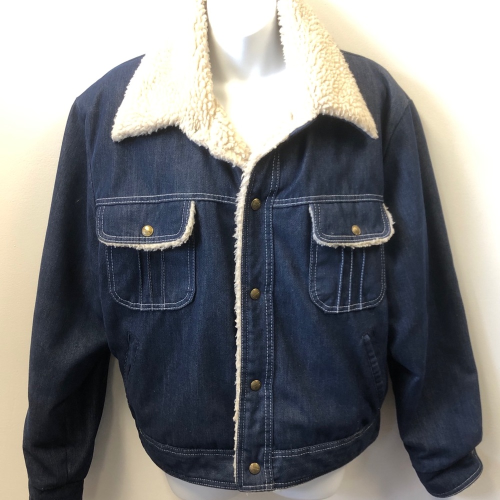 Vintage JC Penney Denim Sherpa Lined Jean Jacket M